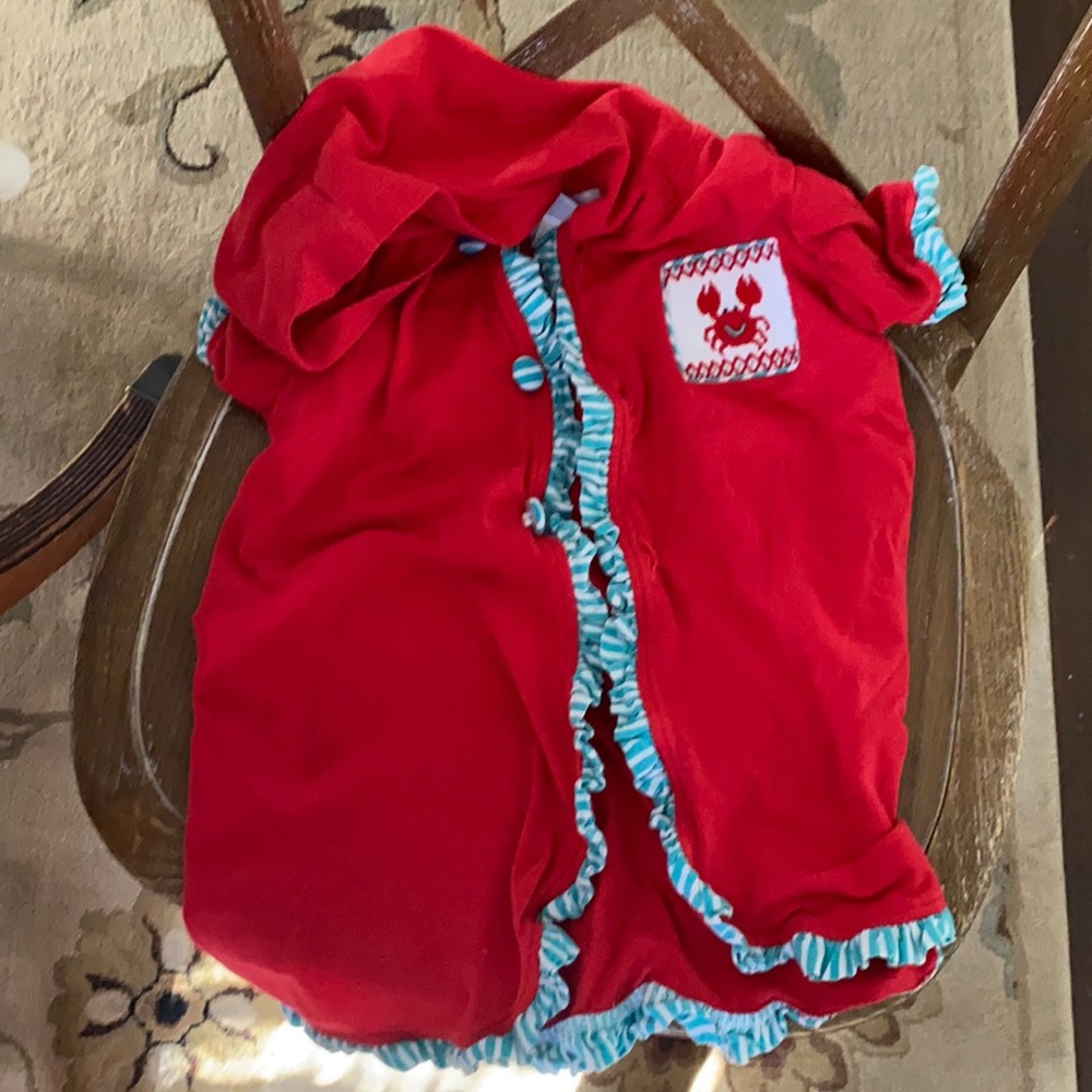 Castles and crowns red smocked crab cover up